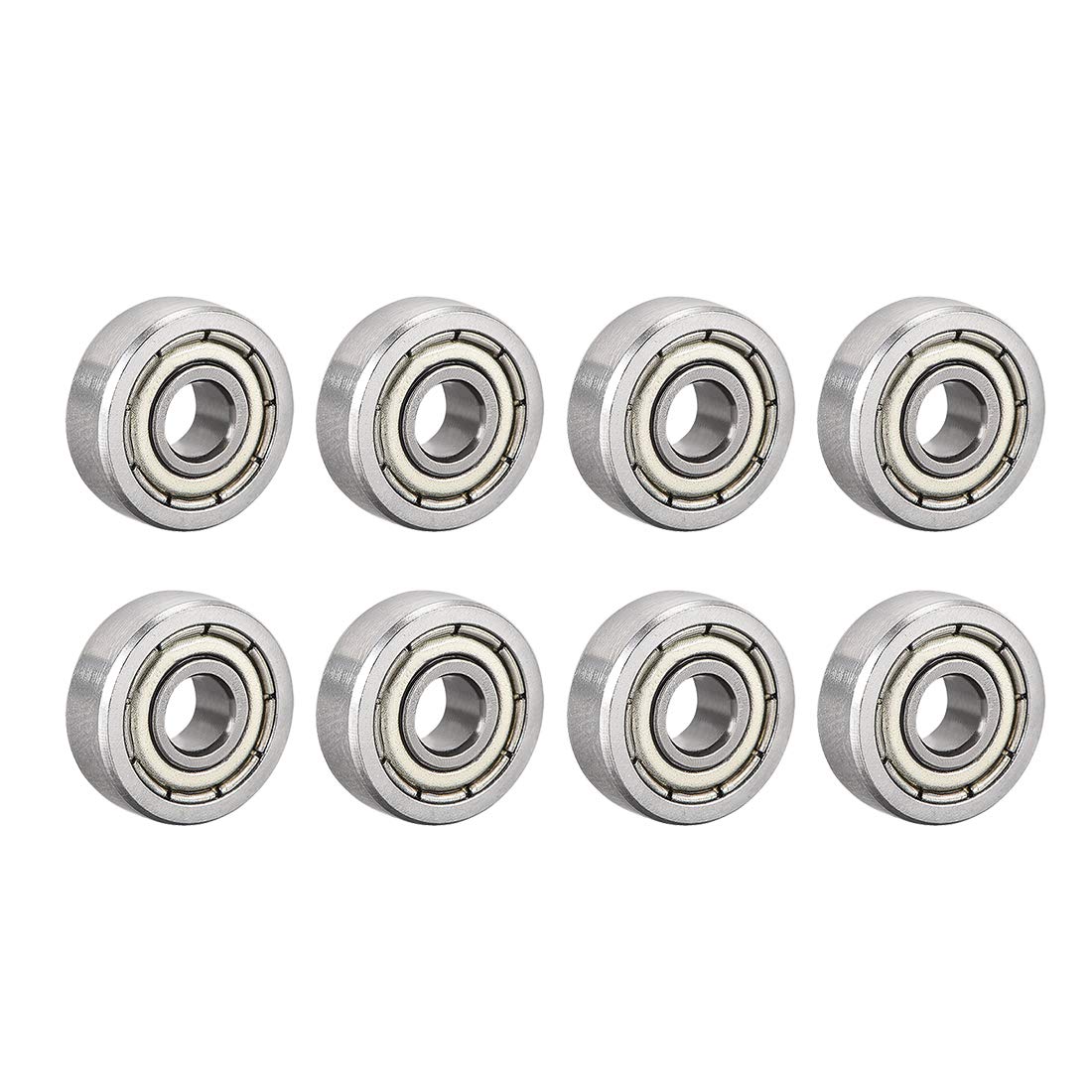 sourcing map 604ZZ Deep Groove Ball Bearing Double Shield 604-2Z 80014, 4mm x 12mm x 4mm High Carbon Steel Z1 Bearings (Pack of 8)
