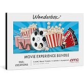 WONDERBOX AMC Movie Night Experience for 2, Gift Box with 4 Movie Tickets, 4 Drinks and 4 Popcorn, Valid at 550 Locations