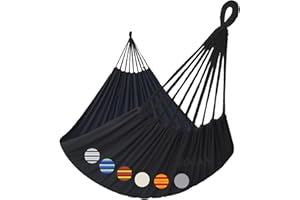 GOCAN Double Hammock 2 Person Extra Large 330X150cm Load Capacity 600Pound Canvas Cotton Hammock for Patio Porch Garden Backyard Lounging Outdoor and Indoor XXL(Black)