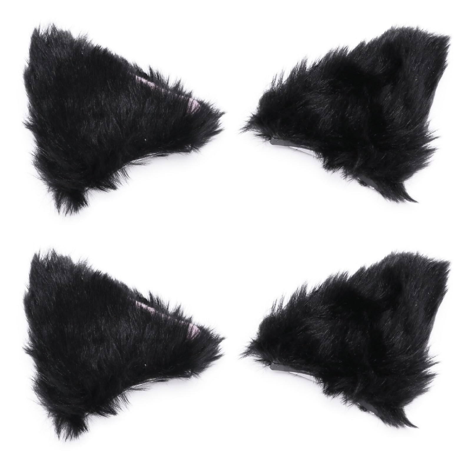 DEARMAMY Cat Ear Hair Clips for Girls 2 Pcs Cute Animal Ear Hair Accessories Soft Fluffy Plush Headwear for Party Cosplay Dance and Halloween Costume