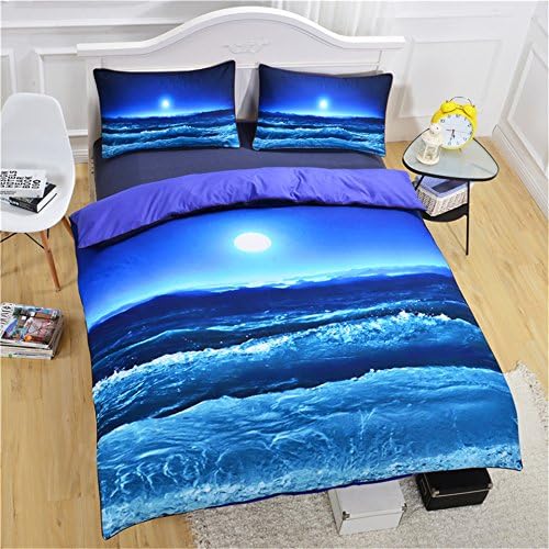 Yovoro Home Reversible Luxury Cotton Duvet Cover 3 Piece Ocean Print Bedding Set - King Size