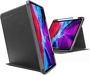 tomtoc Case for iPad Pro 12.9 2018 & 2020, Trifold Vertical Case with Apple Pencil Holder, Protective Cover with Magnetic Kickstand for 3 Use Modes, Support iPad Pencil Wirelessly Charging