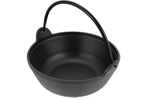 DOITOOL Cast Iron Dutch Oven 19Cm Non-Stick Camping Pot Single Handle Outdoor Cooking Kettle for Campfire