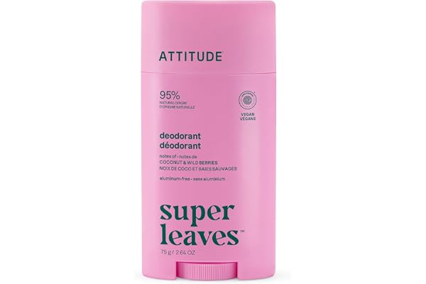 ATTITUDE Aluminum Free Deodorant, Natural Origin Ingredients, EWG Verified, Odor Control With Baking Soda, Twist & Glide, Der