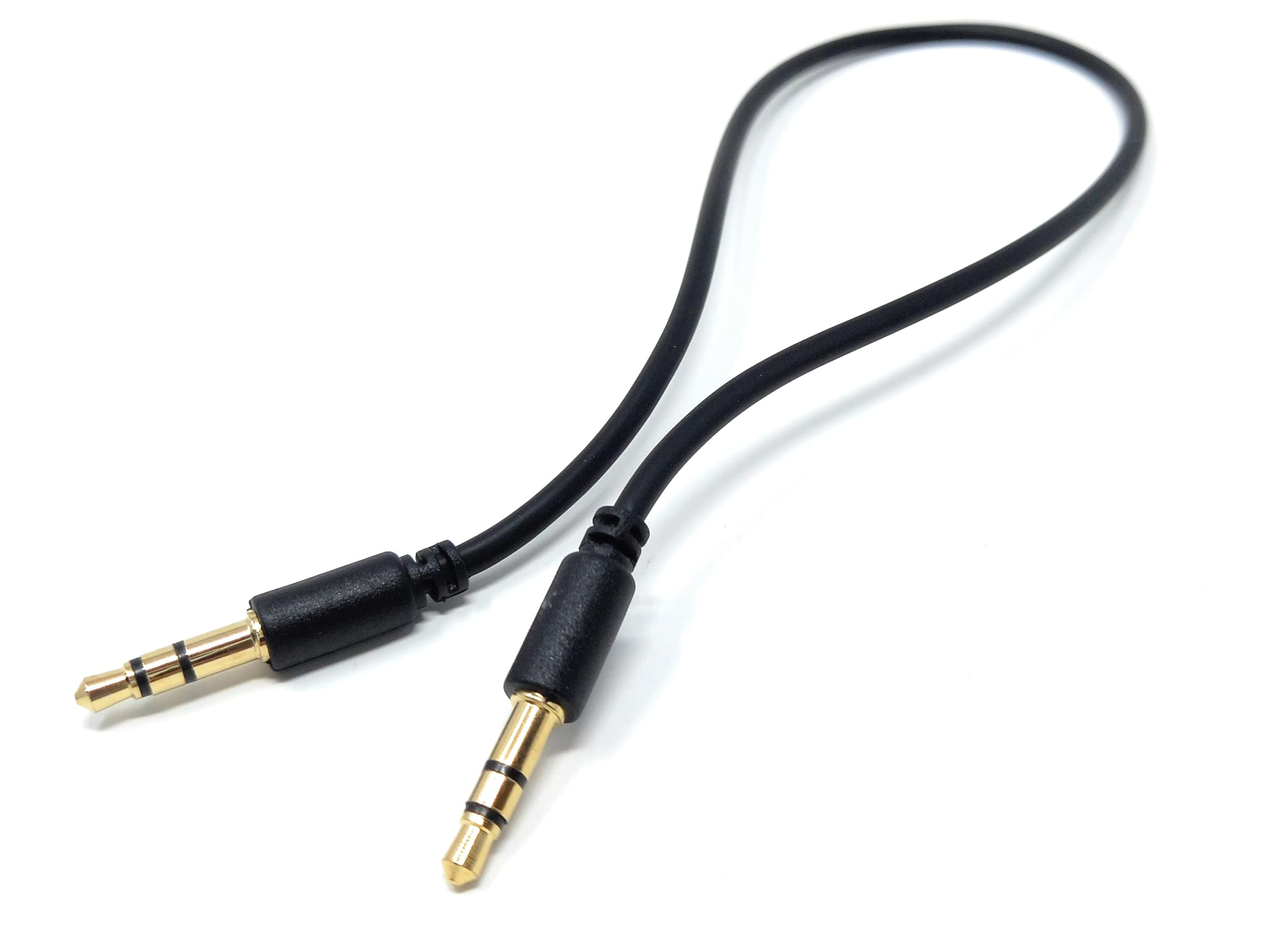 DRUT 30cm 3.5mm Stereo Audio Cable – Short AUX Male to Male Jack Lead – Slim Flexible Plug-to-Plug Cord for Headphones, Car, Speakers, Smartphones & MP3 Players (1ft, Black)