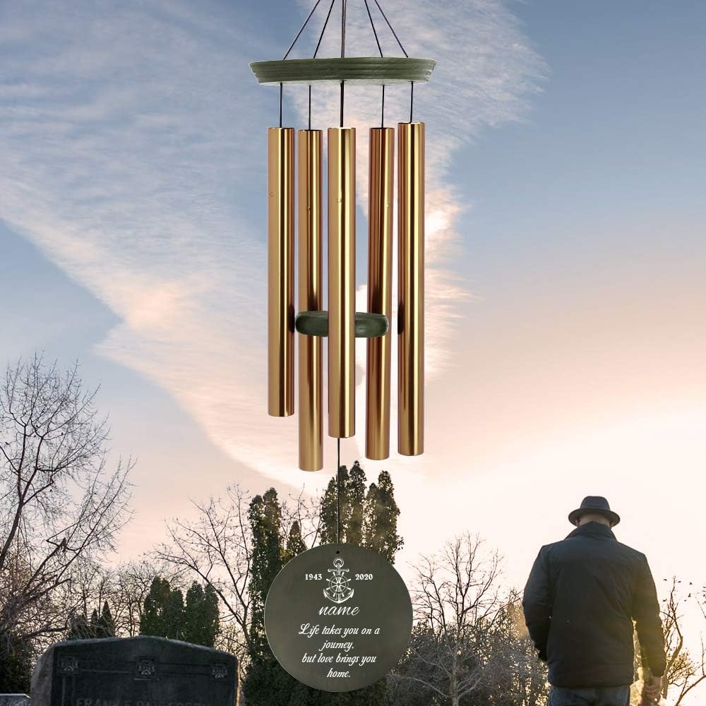ASTARIN Personalized Sympathy Wind Chimes Outdoor Deep Tone, 36 Inch Remembrance