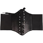 Jdlsppl Women's Faux Leather Corset Belt Vintage Stretch Cinch Belt Wide Steampunk Waist Corset Pirate Belt