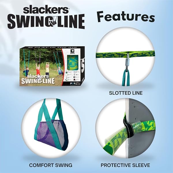 SLACKERS SWING LINE – TURN HEALTHY TREES INTO THE PERFECT BACKYARD SWINGSET – SLACKERS TREE SWING LINE KIT – GREAT TREE SWING ADDITION TO ANY YARD – RECOMMENDED FOR AGES 3+