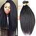 Rosette Hair Kinky Straight Hair Wave Hair Extension/Weft, 100% Brazilian Virgin Remy Human Hair with Unprocessed Natural Black Color, Size 12