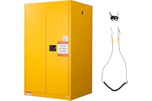 VEVOR Flammable Cabinet, 37.9 x 34.0 x 65.0 Inch, 65 Gallon Flammable Storage Cabinet with Adjustable Shelf, Cold-Rolled and 