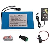 12V 7.5Ah Rechargeable Lithium Battery Pack with Charger and Full DC5521 Connector Kit for DIY Electronics, CCTV, LED Strips, and RC Projects