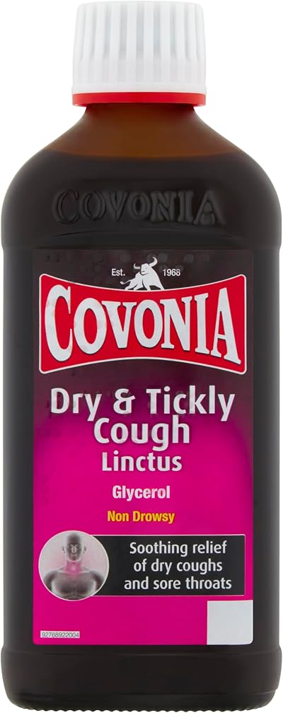 Covonia Dry & Tickly Cough Linctus 180ml – Soothes Sore Throat Non Drowsy