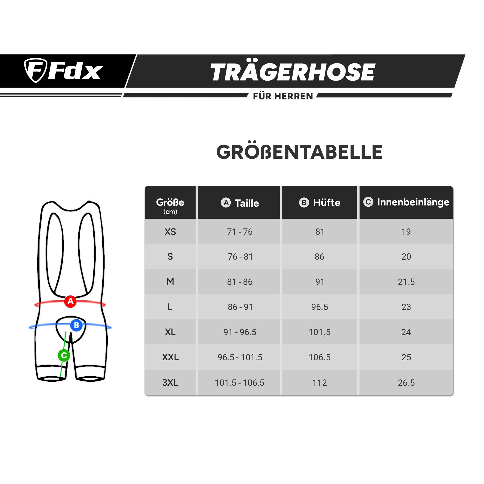 FDX Herren Bib Shorts 3D gepolsterte Radhose mit Mesh Trägern Reißverschlusstasche und Anti Rutsch Beinabschlüssen Atmungsaktive Sommer Radbekleidung (Blk/Blue-L) 6