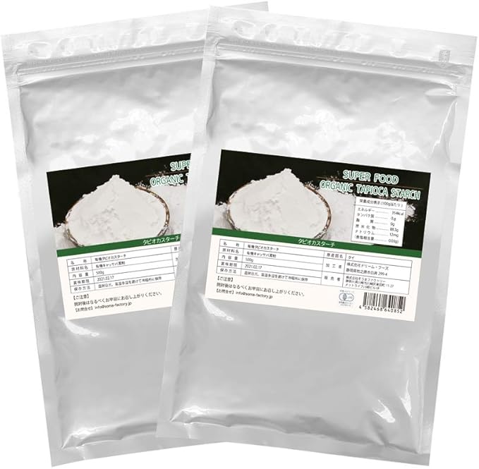 Amazon 国内で充填 タピオカスターチ 1kg 500g 2個セット タピオカ 粉 粉末 キャッサバ澱粉 でん粉 キャッサバ芋由来 グルテンフリー Tapioca Starch オーガニック 有機jas認定 Soma Factory タピオカ粉 通販
