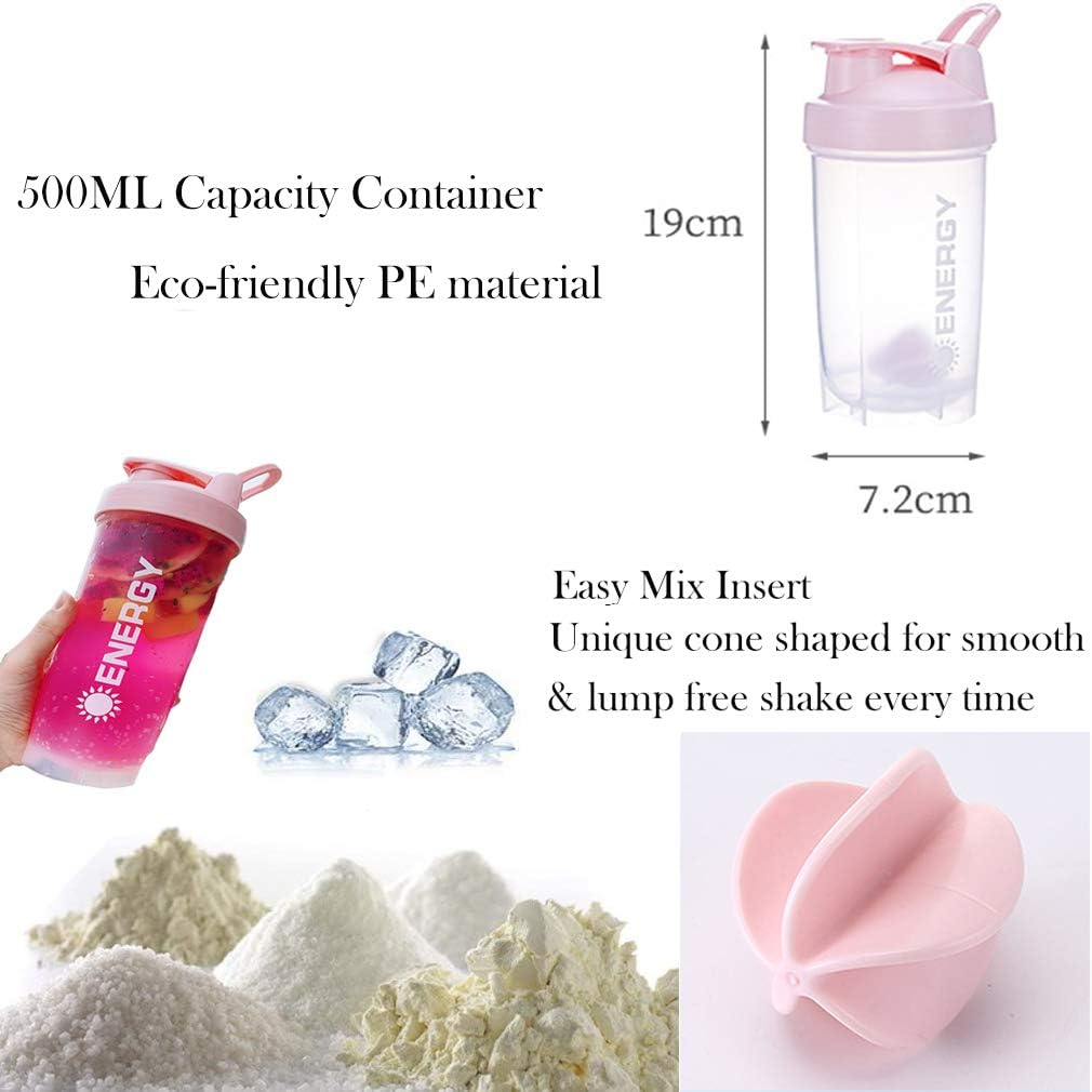 Pubiao Protein Shaker Cup Sports Supplements Shakers with Mixer Ball Fitness Milkshake Portable Workout Water Cup 500 ml, Blue - Image 4