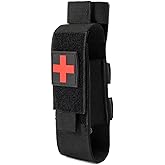 YONCONO Tactical Molle Tourniquet Holder, Portable TQ Military First Aid Equipment Case & Trauma Medical Shear Pouch (Black)