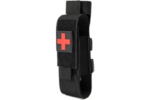 YONCONO Tactical Molle Tourniquet Holder, Portable TQ Military First Aid Equipment Case & Trauma Medical Shear Pouch (Black)