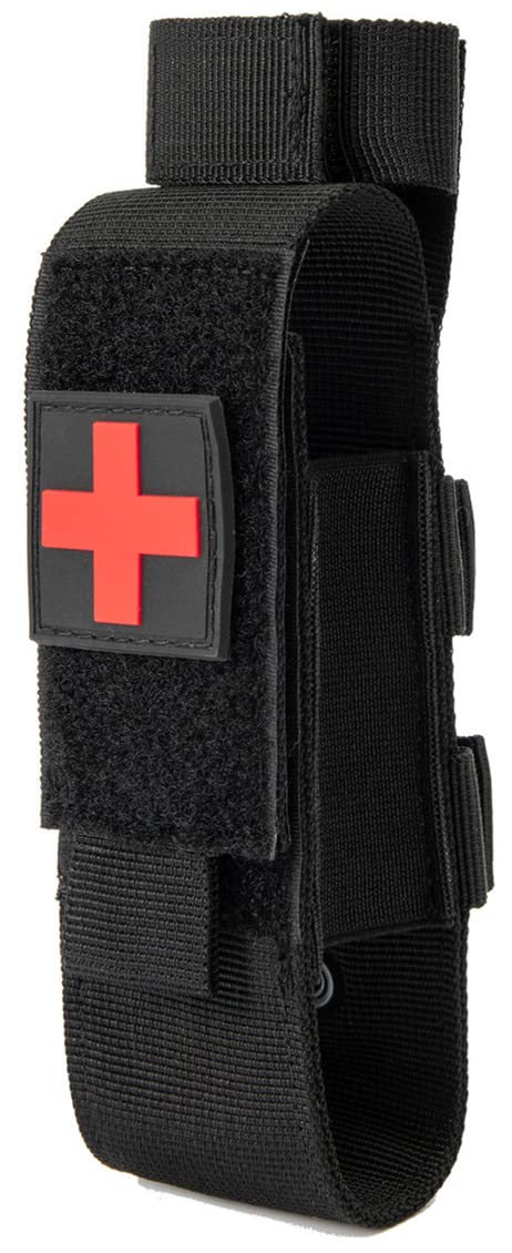 YONCONO Tactical Molle Tourniquet Holder, Portable TQ Military First Aid Equipment Case & Trauma Medical Shear Pouch (Black)