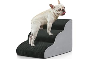 BOMOVA Dog Stairs to Bed, 3-Step Dog Steps for High Bed and Couch, Dog Stairs for Small Dogs, Non-Slip Bottom Pet Stairs, Pet Steps Indoor, Grey, 2/3/4/5 Steps