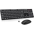 Wireless Keyboard and Mouse Combo, EDJO Silent Full Size Cordless USB Keyboard Mouse, 2.4GHz Lag-Free, Long Battery Life, for