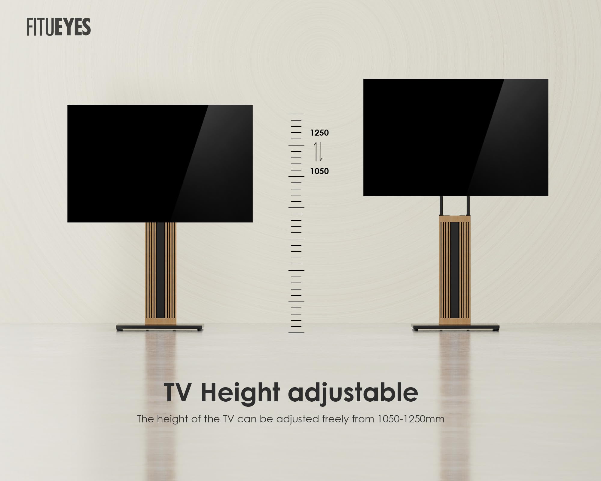 FITUEYES Design TV Ständer aus Buchenholz TV Stand für 32-65 Zoll Fernseher TV Standfuss drehbar höhenverstellbar Zen Serie 5