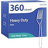 SACATR 360 Count Plastic Forks Heavy Duty, Plastic Silverware Clear Forks, Premium Disposable Forks Bulk, BPA-Free, Heat Resistant, Suitable for Parties, Events and Everyday Use