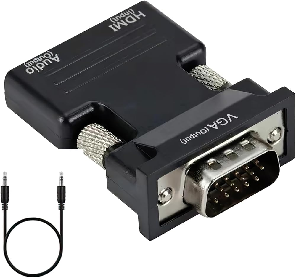 Aradoea Silver HDMI to VGA Adapter 1080P Full HD Converter w/ Audio Cable