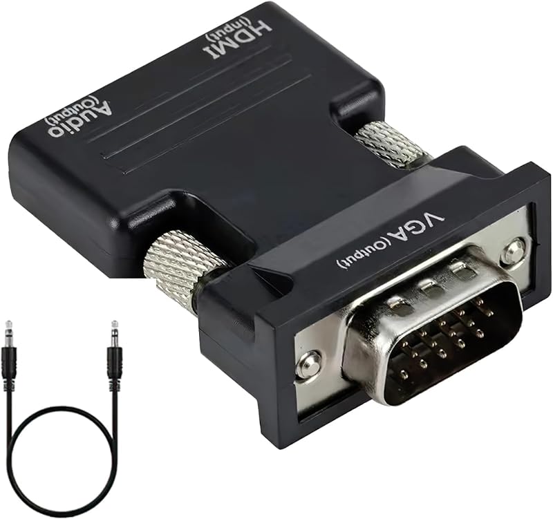 Aradoea Silver HDMI to VGA Adapter 1080P Full HD Converter w/ Audio Cable