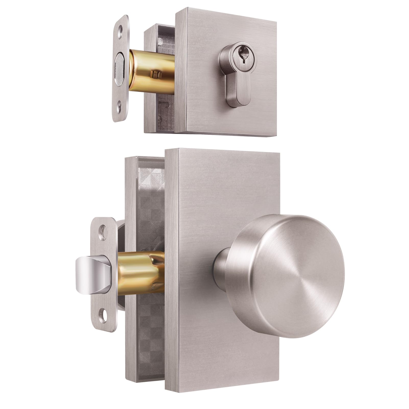 Photo 1 of ***SIMILAR IMAGE*** HIEMEY Brushed Nickel Front Door Lock Set, Satin Nickel Entry Door Knobs with Deadbolt Set Exterior Door Knob Door Handles with Key