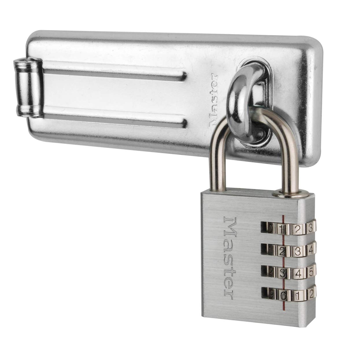 Master Lock 7640704EURD Pack Including Door Hasp and Combination Padlock