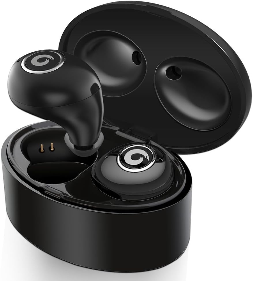 True Wireless Earbuds, TWS Touch Control Bluetooth V4.2 Headphones Mini Stereo Headsets In Ear Sports Earphone IPX5 Waterproof Earpiece with Charging Case Noise Cancelling for iPhone X Samsung (Black)