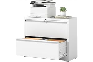 Silkight 2 Drawer Lateral File Cabinet with Lock Heavy Duty Large Metal Filing Cabinets Home Office White Locking Cabinets Wi