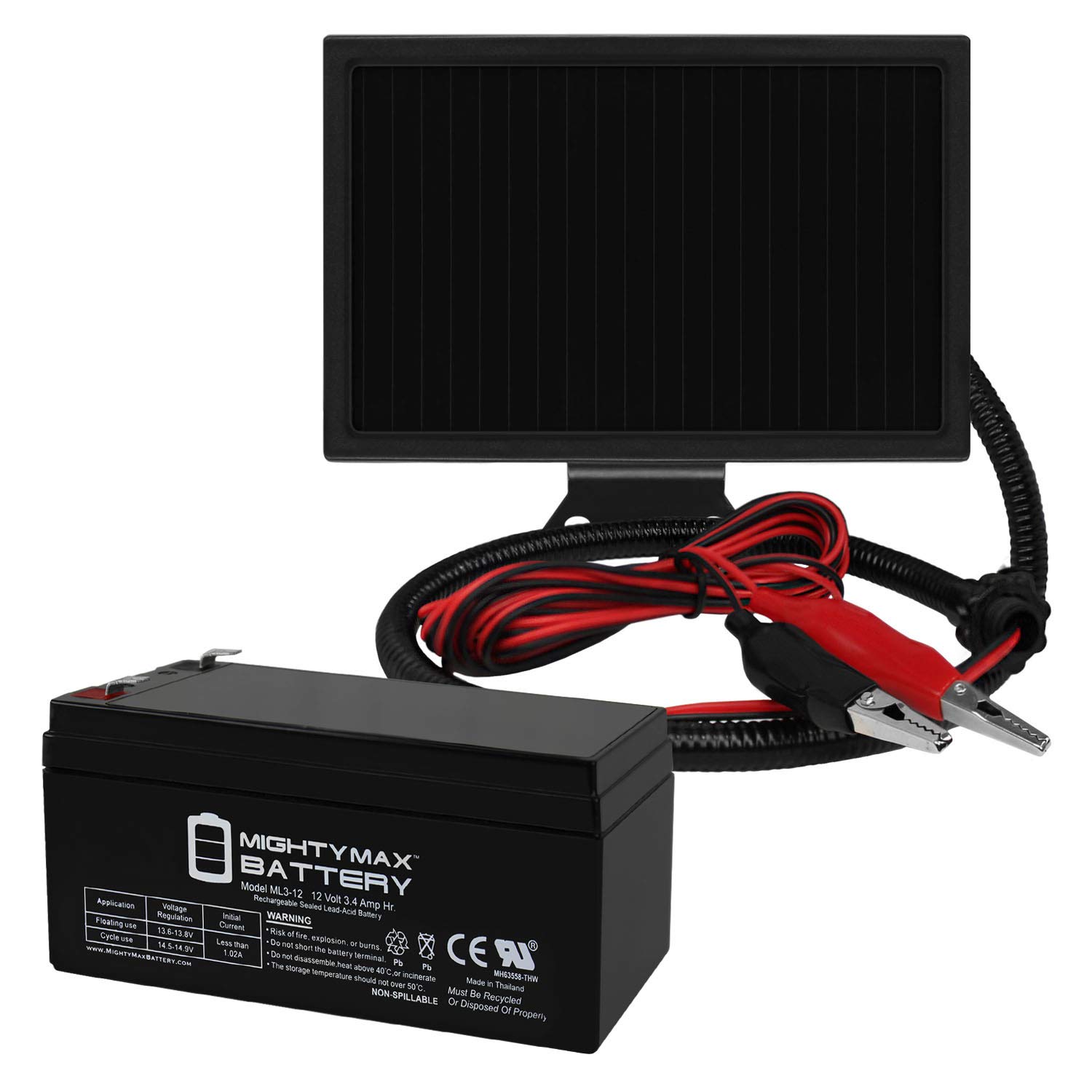 Mighty Max Battery 12V 3AH Replaces National NP2.6-12 + 12V Solar Panel Charger Brand Product