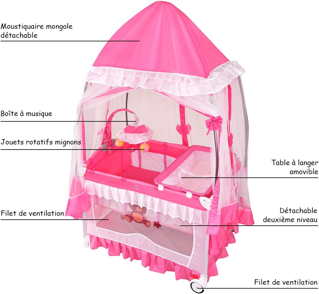 Costway Lit Bebe Parapluie Pliant Lit De Voyage Pour Bebe 2 Niveaux Muni De Moustiquaire De Yourte Et Porte Couche Lits De Voyage Lits Cages Lawawarenesssociety In