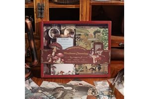 Bomichi Vintage Scrapbooking Kit,Scrapbook Supplies Kit with Mushroom Theme for Junk Journal, Bullet A6 Grid Notebook DIY Scrapbook Birthday Craft Gift