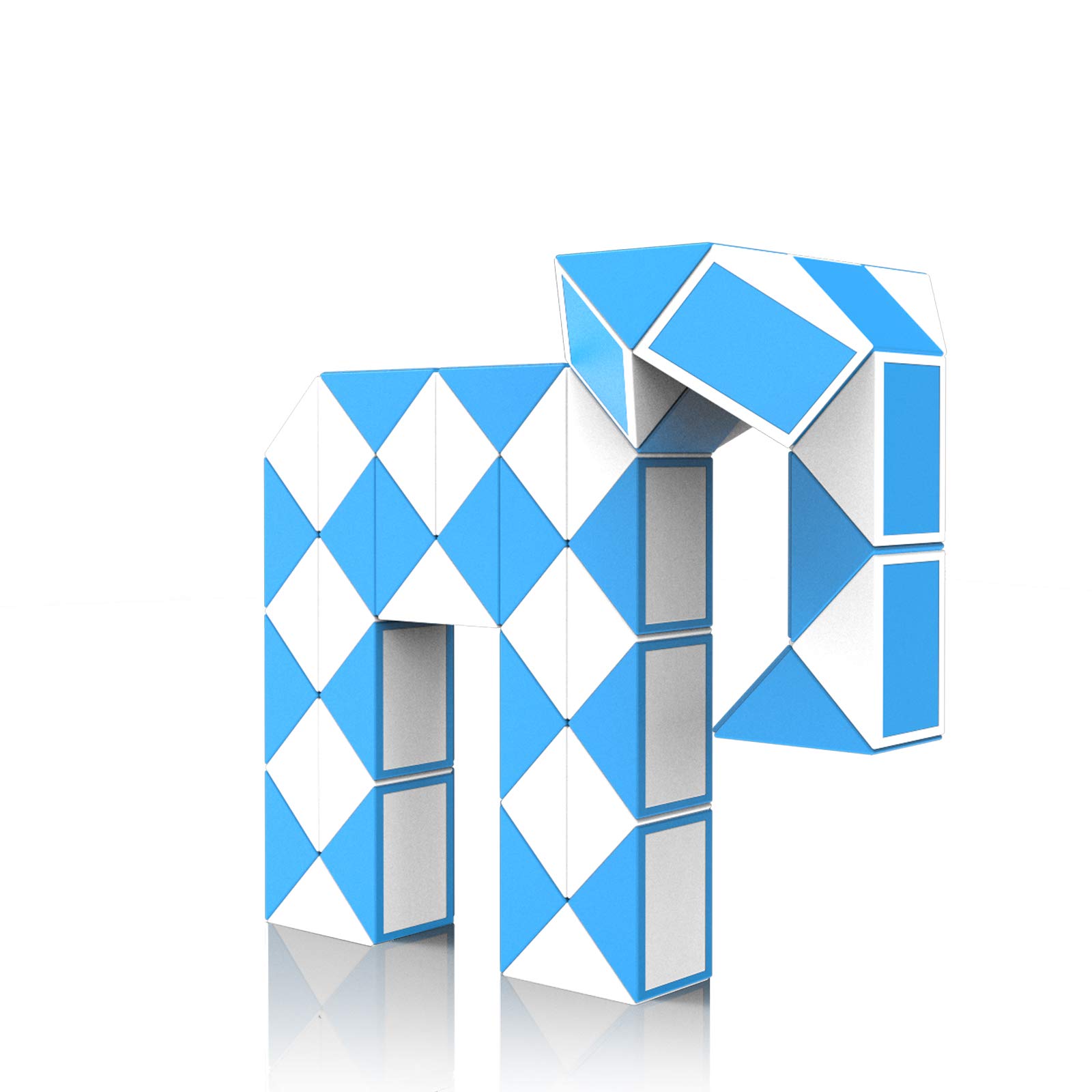 ROXENDA Magic Snake with 48 Segments, Magic Cube Twist Puzzle - 3D Puzzles Games Fidget Snake Toy Christmas Stocking Fillers for Kids and Adults - 1 Pack (Blue)