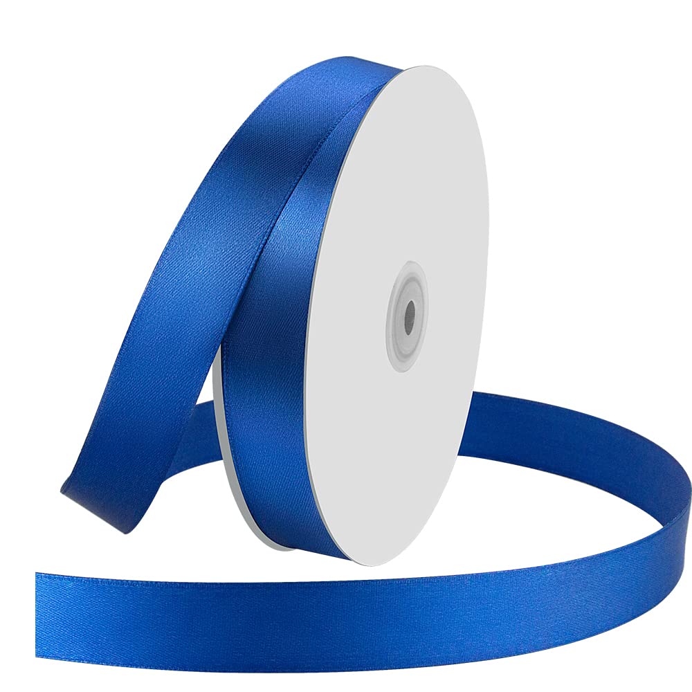Photo 1 of 1" Wide x 100 Yards Single Face Polyester Satin Ribbon, Satin Ribbon for Crafts, Gift, Hair Bows, Wedding Party Decoration, Bow Making & Other Projects (Royal Blue)
