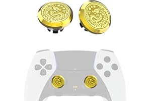 KD.FLY Metal Thumbsticks for PS5 Edge Controller Stick Module, 2Pcs Custom Thumb Sticks Grips Joystick Replacement Kit for PS5 Dual Sense Edge Accessories, Thumbstick Accessories Parts, Golden Dragon
