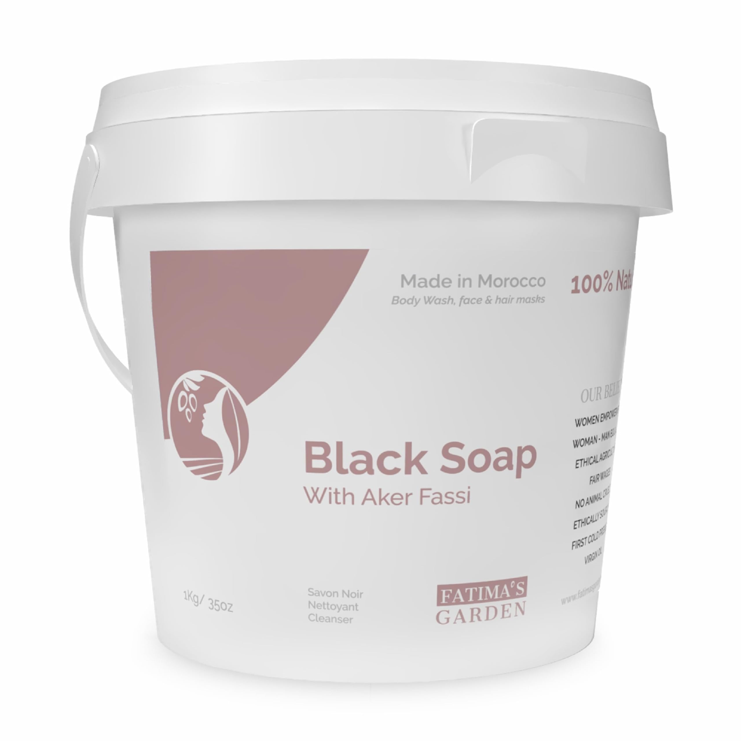 Fatima's Garden Aker Fassi Black Soap - Moisturizing Cleanser, 1kg