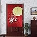 LifEast Red Chinese Peony Full Moon Door Curtain Japanese Noren Front Door Decor