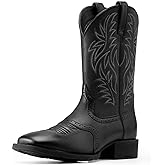 Lyrisiphy Cowboy Boots for Men Square Toe Embroideried Western Boots Traditional Country Boots Durable Work Boots