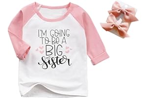 Ouliycoqi Toddler Girls Promoted to Big Sister T-Shirt+2 Pink Hair Clips Round Neck Long Sleeve to Big Sister Shirts Gifts