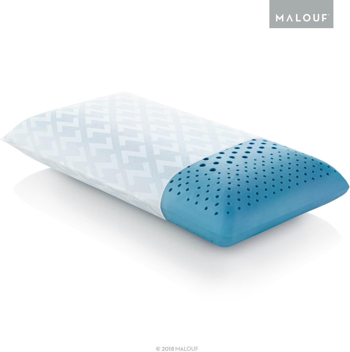 MALOUF Z Zoned Pillow Infused with Temperature Regulating Gel-New ACTIVEDOUGH Formula is Responsive, Supportive, and Plush-Mid Loft-King, Blue