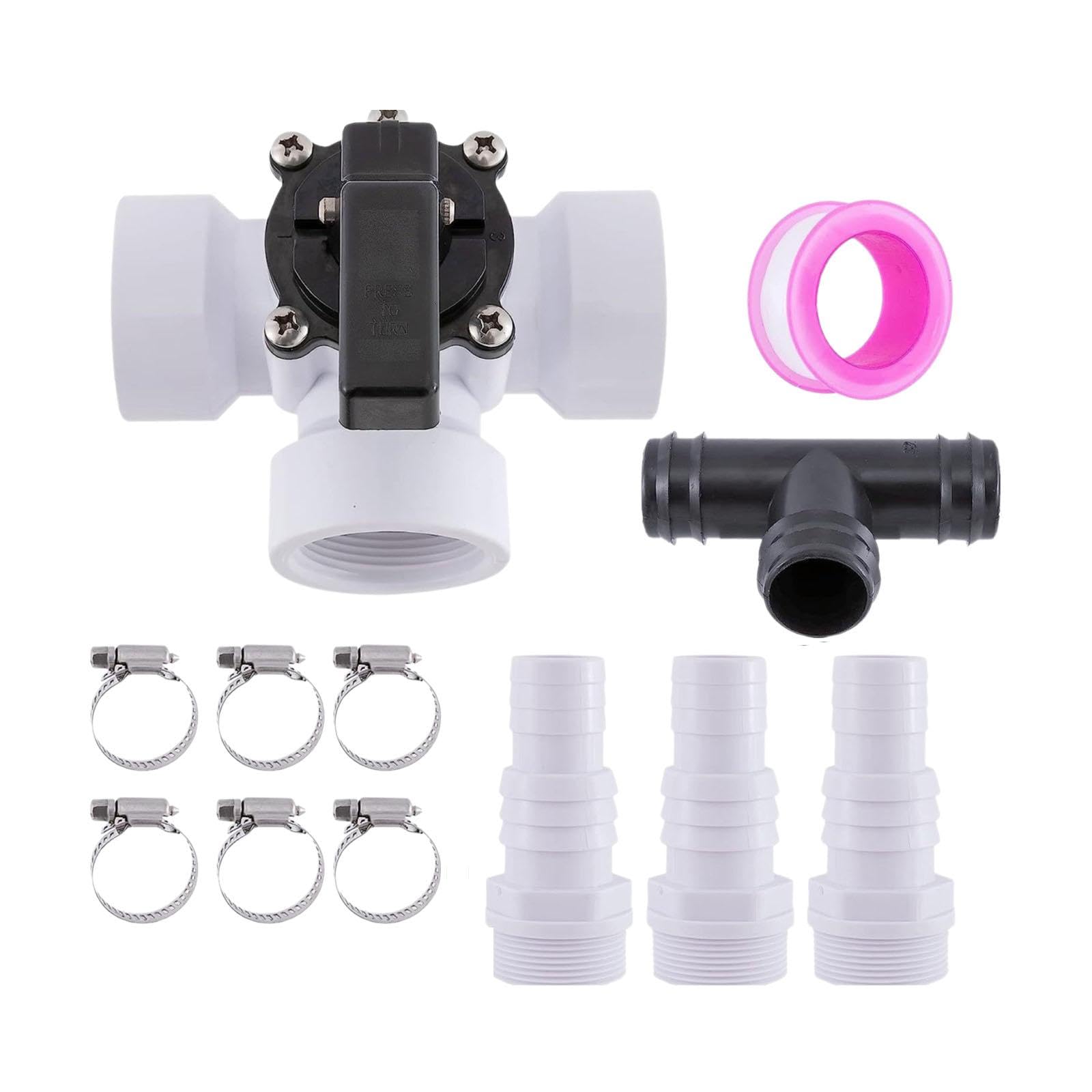 Baoblaze Three Way Swimming Pool Diverter Valve Set, Hoses Fittings 1.5" for Pools and Spas, Universal Pool Hoses Connection Parts