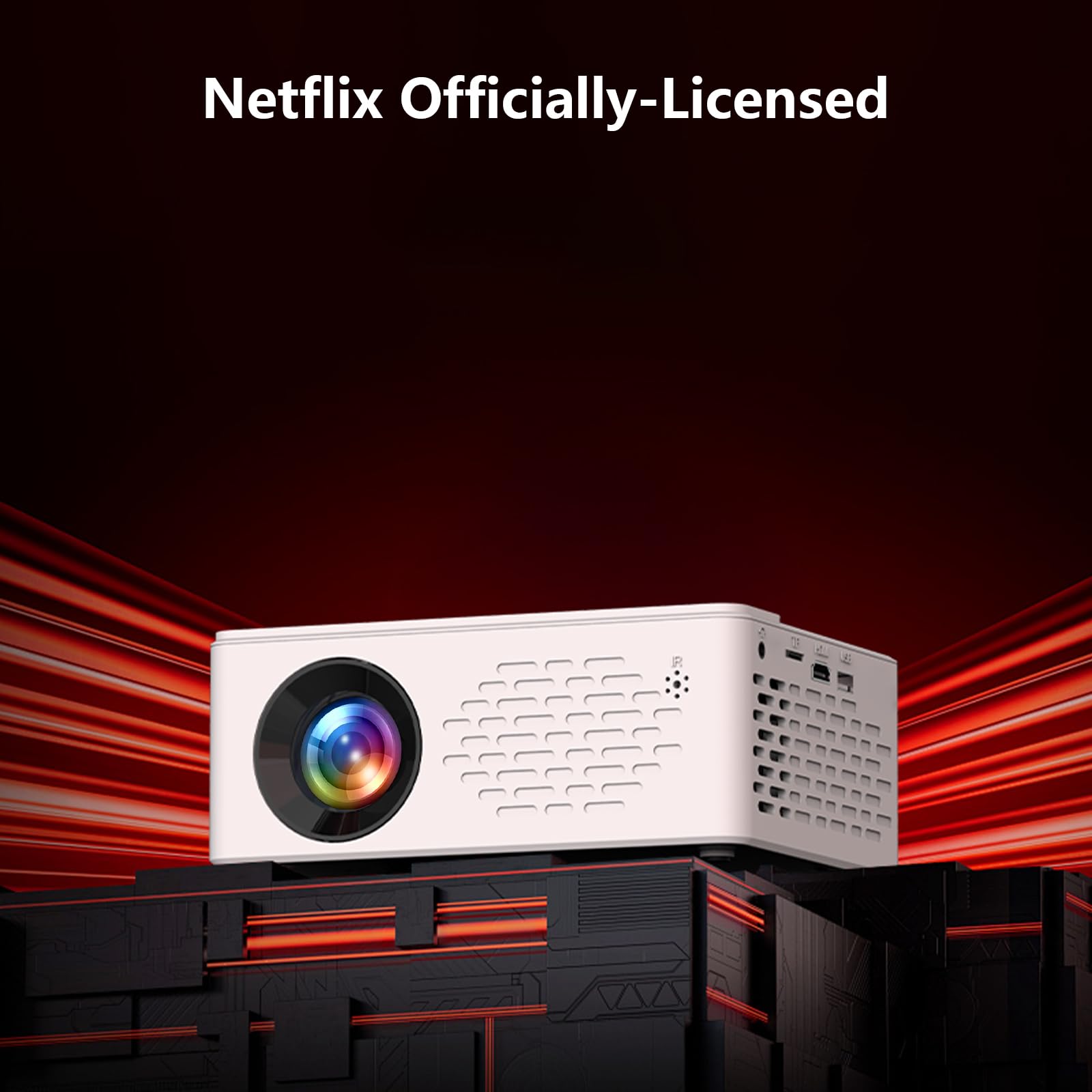 TMY Netflix-Officially-Licensed Mini Movie Projector with WiFi and Bluetooth, 1080P Full HD Portable Projector, Compatible with TV Stick Smartphone/HDMI/USB, indoor & outdoor use