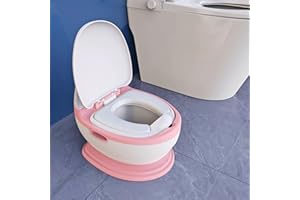 711tek Toddlers Potty Training Toilet - Large and More Sturdy Upgraded Potty Chair & Detachable Potty Seat with Flushing Sound,Non-slip Grip,Splash Guard for Boys & Girls Ages 1-3(Baby Pink)