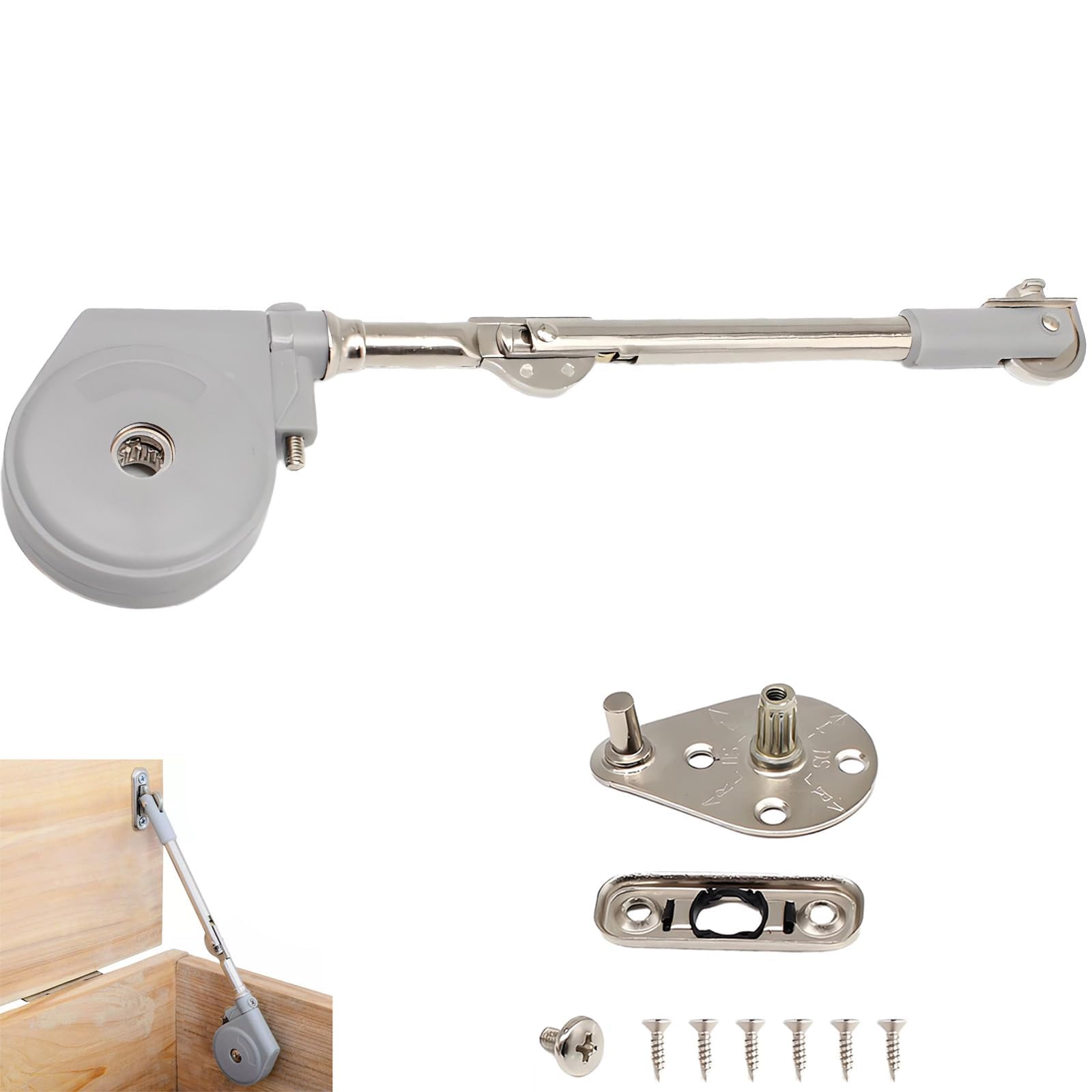 Soft Close Hinges for Toy Box, Lid Stay 105 Degree Open with Soft Close, Lid Support for Toy Box and Upward Top-Opening Flap Doors, Easy to Install (Pack of 1)