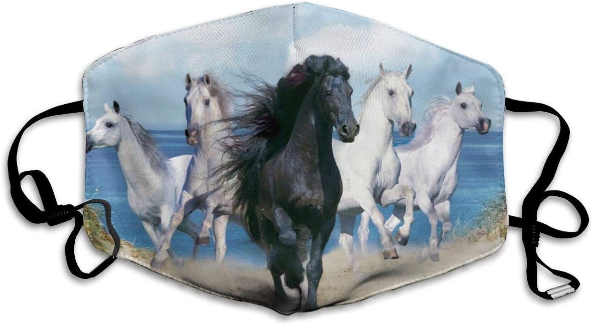 HOODSWOP Dust Mask for Women and Men Five Running Horses Printed Anti Pollution Face Mask Anti-dust Mouth Mask