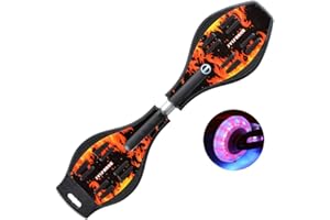 MAGNITT Deluxe Junior Caster Board in Amazing Blue Color, with Illuminating Wheels for More Excitement, Fun and Visibility, Durable Twistboard for Teenagers, Adults and Professional