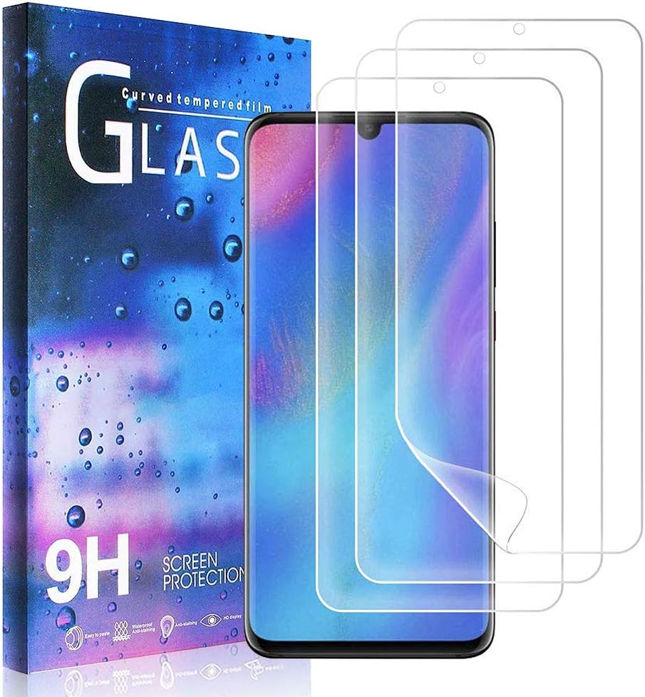 Masstimo [3 Pack Screen Protector for Huawei P30, Wet Applied Liquid Skin [Bubble-Free] [Case-Friendly] [Premium Quality] Flexible TPU film with Lifetime Replacement Warranty